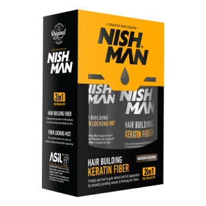 HAIR BUILDING KERATIN FIBER MEDIUM BROWN SET